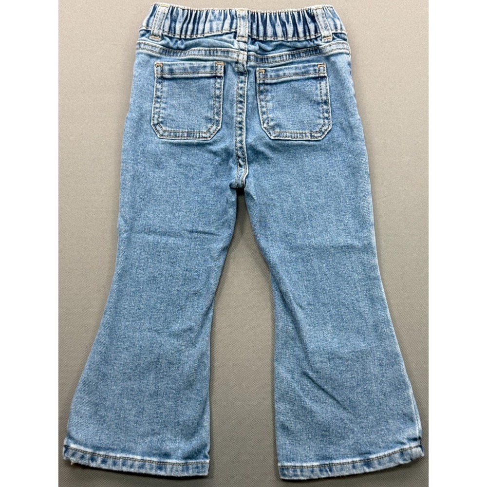 Wonder Nation Flare Jeans Bell Bottom Stretch Denim Blue Patch Pocket Toddler 2T - Picture 10 of 14